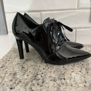 Le Chateau Black Patent Lace-Up Heels